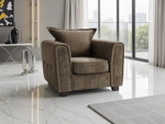 Brown Fabric Upholstered Armchair Modern Living Room Chair