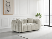 Venice Beige Fabric Upholstered 2 Seater Sofa with Channel Tufted Design