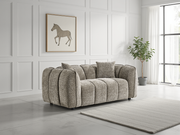 Venice Brown Mocha Fabric Upholstered 2 Seater Sofa with Channel Tufted Design