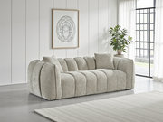 Venice Beige Fabric Upholstered 3 Seater Sofa with Channel Tufted Design