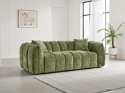 Venice Olive Fabric Upholstered 3 Seater Sofa with Channel Tufted Design