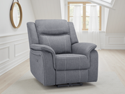 Galaxy Tech Grey Fabric Electric Recliner Armchair with USB Ports & Cup Holders