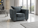 Charcoal Black armchair in a modern living room