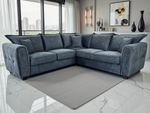 Charcoal Black Fabric Upholstered Large Corner Sofa Modern Living Room