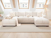 Azzuro Cream Velvet U Shape Corner Sofa Luxury Fabric Corner Suite