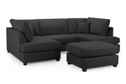Carnaby Classic Black Fabric U Shape Corner Sofa Luxury Family Corner Suite