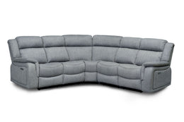 Linden Grey Fabric Electric Recliner Large Corner Sofa Luxury Reclining Corner Suite