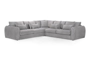 Mirabel Grey Velvet Large Corner Sofa Luxury Fabric Corner Suite