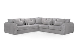Mirabel Grey Velvet Large Corner Sofa Luxury Fabric Corner Suite