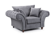 Windsor Grey Fabric Full Back Armchair Traditional Upholstered Living Room Chair