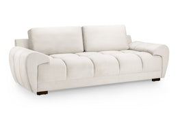 Azzuro Cream Velvet 3 Seater Sofa Bed with Storage