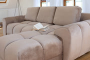 Azzuro Brown Mocha Velvet Universal Corner Sofa Bed with Storage
