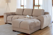 Azzuro Brown Mocha Velvet Universal Corner Sofa Bed with Storage