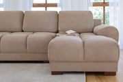 Azzuro Brown Mocha Velvet Universal Corner Sofa Bed with Storage
