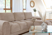 Azzuro Brown Mocha Velvet Universal Corner Sofa Bed with Storage