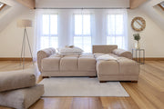 Azzuro Brown Mocha Velvet Universal Corner Sofa Bed with Storage