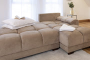 Azzuro Brown Mocha Velvet Universal Corner Sofa Bed with Storage
