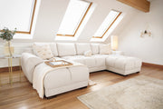 Azzuro Cream Velvet U Shape Corner Sofa Luxury Fabric Corner Suite