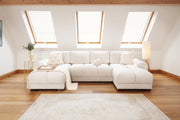 Azzuro Cream Velvet U Shape Corner Sofa Luxury Fabric Corner Suite