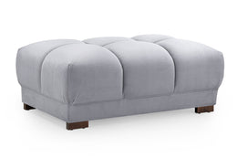 Azzuro Grey Velvet Footstool Luxury Upholstered Footstool