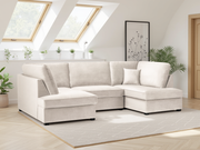 Carnaby Plush Beige Fabric U Shape Corner Sofa Luxury Corner Suite
