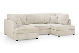 Carnaby Beige Bouclé Fabric U Shape Corner Sofa Luxury Corner Suite