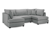 Carnaby Classic Grey Fabric U Shape Corner Sofa Luxury Family Corner Suite