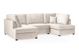 Carnaby Plush Beige Fabric U Shape Corner Sofa Luxury Corner Suite