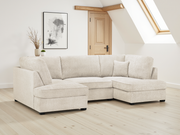 Carnaby Beige Bouclé Fabric U Shape Corner Sofa Luxury Corner Suite