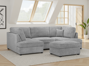 Carnaby Grey Bouclé Fabric U Shape Corner Sofa Luxury Corner Suite