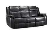 Galaxy Tech Black Leather Electric Recliner 3 Seater Sofa with USB Ports & Cup Holders