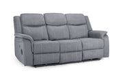 Galaxy Tech Grey Fabric Electric Recliner 3 Seater Sofa with USB Ports & Cup Holders