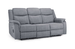 Galaxy Tech Grey Fabric Electric Recliner 3 Seater Sofa with USB Ports & Cup Holders