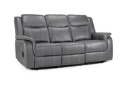 Galaxy Tech Grey Leather Electric Recliner 3 Seater Sofa with USB Ports & Cup Holders