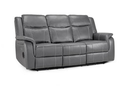 Galaxy Tech Grey Leather Electric Recliner 3 Seater Sofa with USB Ports & Cup Holders