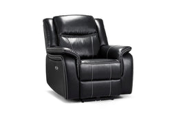 Galaxy Tech Black Leather Electric Recliner Armchair with USB Ports & Cup Holders