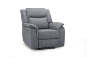 Galaxy Tech Grey Fabric Electric Recliner Armchair with USB Ports & Cup Holders