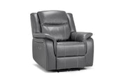 Galaxy Tech Grey Leather Electric Recliner Armchair with USB Ports & Cup Holders
