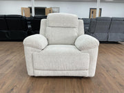 Owen Beige Fabric Electric Recliner Armchair with Wireless Charger & Cup Holders