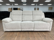 Owen Beige Fabric Electric Recliner 3 Seater Sofa with Wireless Charger & Cup Holders