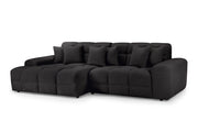 Jacob Charcoal Black Fabric Left Hand Facing Corner Sofa Large Contemporary Corner Suite