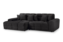 Jacob Charcoal Black Fabric Left Hand Facing Corner Sofa Large Contemporary Corner Suite