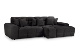 Jacob Charcoal Black Fabric Right Hand Facing Corner Sofa Large Contemporary Corner Suite