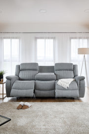 Linden Grey Fabric Electric Recliner 3 Seater Sofa Luxury Reclining Sofa