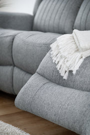 Linden Grey Fabric Electric Recliner 3 Seater Sofa Luxury Reclining Sofa