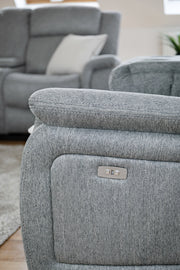 Linden Grey Fabric Electric Recliner 3 Seater Sofa Luxury Reclining Sofa