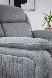 Linden Grey Fabric Electric Recliner Armchair Luxury Reclining Chair