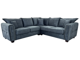 Serena Charcoal Black Fabric Upholstered Large Corner Sofa Modern Living Room