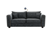 Serena Charcoal Black Fabric Upholstered 3 Seater Sofa Modern Living Room Sofa