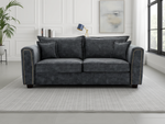 Charcoal Black Fabric Upholstered 3 Seater Sofa Modern Living Room Sofa
